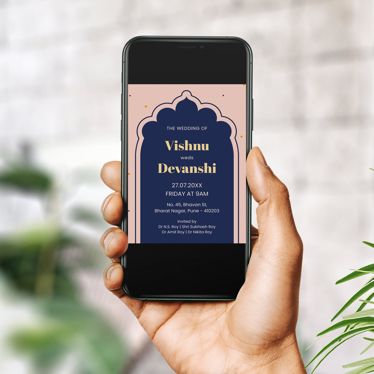 Blue Pink Wedding Invitation Template, Printable Invitation, Evite, Digital Wedding Invite, – W192