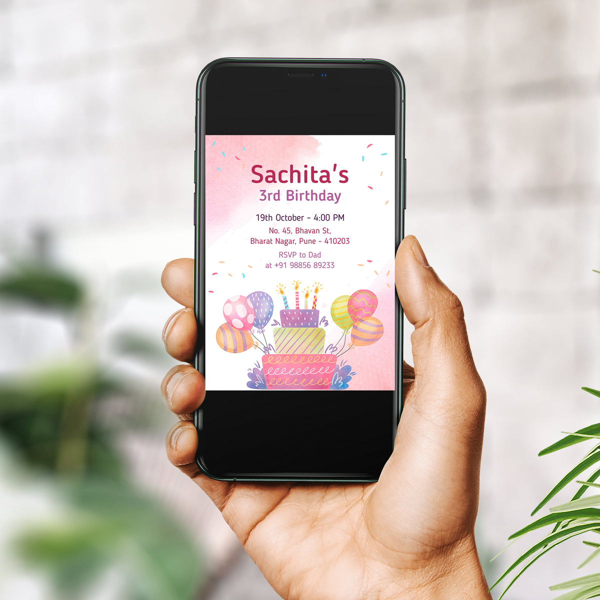 Pink Birthday Invitation Template, Printable Invitation, Girl Birthday, Evite, Digital Invite, - B055