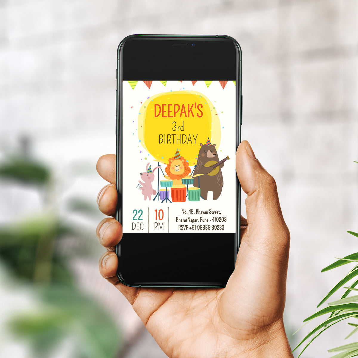 Wild Animals Birthday Invitation Template, Printable Invitation, Boy Birthday, Evite, Digital Invite, B113