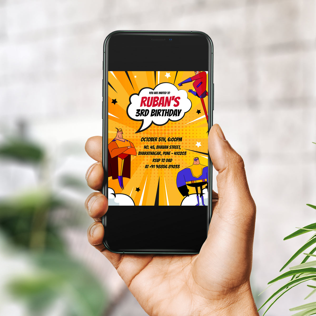 Superhero Birthday Invitation Template, Printable Invitation, Boy Birthday, Evite, Digital Invite, B118