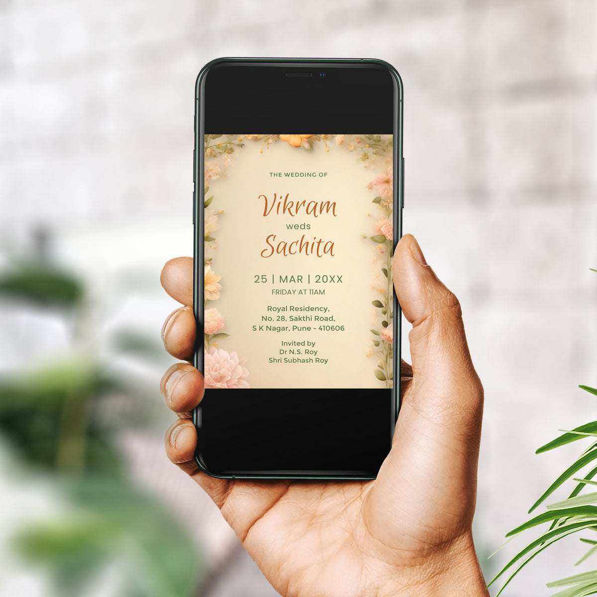 Elegant Yellow Floral Wedding Invitation Template, Printable Invitation, Evite, Digital Wedding Invite, – W182