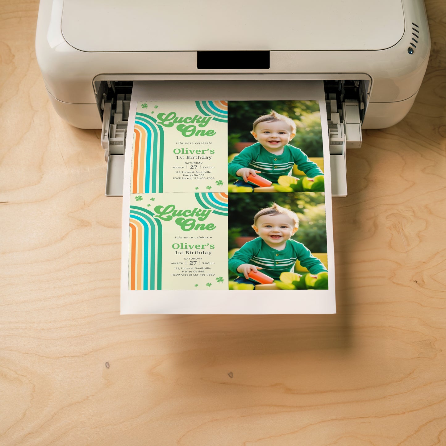 Editable Lucky One Photo Invitation, Shamrock Birthday Photo Invitation, Lucky One First Birthday Boy, St Patrick's Birthday Photo Invitation, Instant 0488