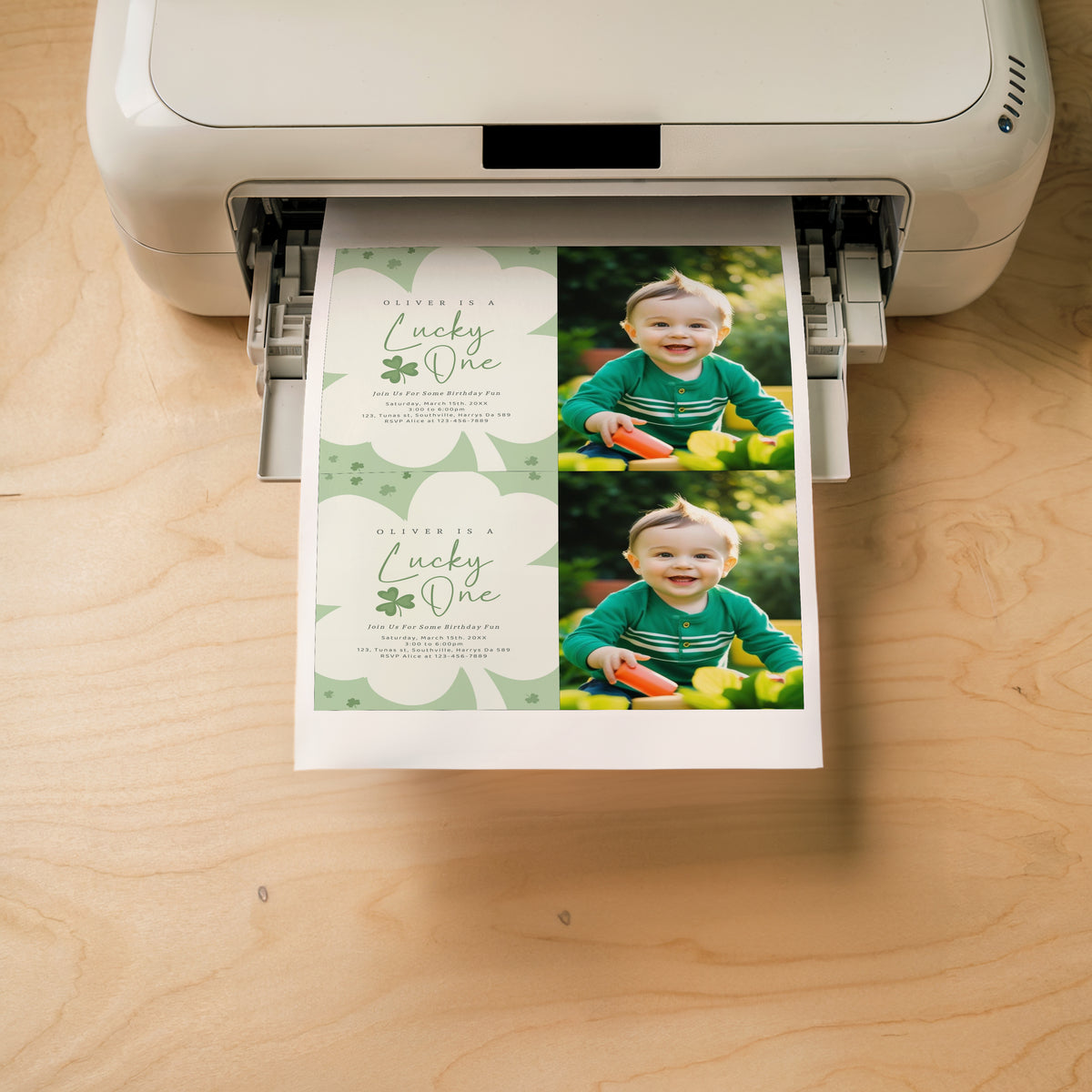 Editable Lucky One Photo Invitation, Shamrock Birthday Photo Invitation, Lucky One First Birthday Boy, St Patrick's Birthday Photo Invitation, Instant 0494