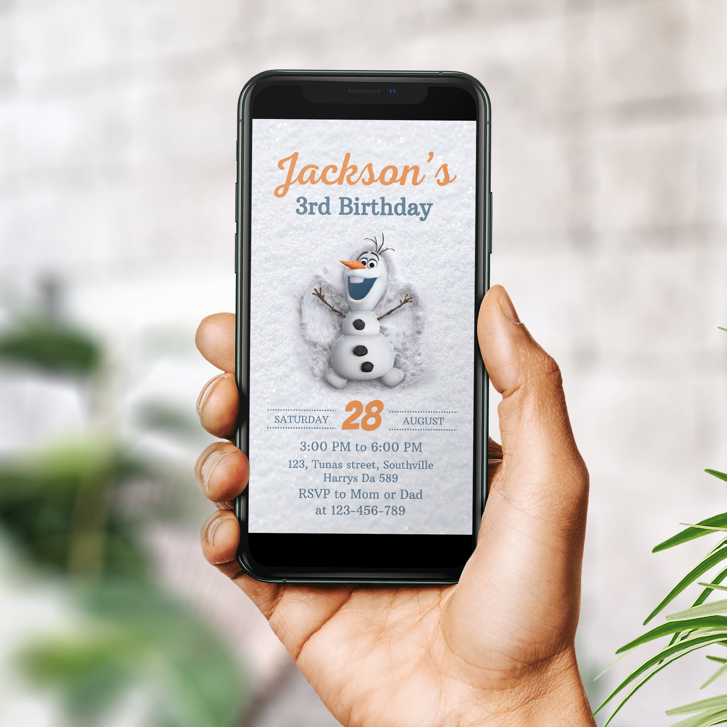 Olaf Birthday Invitation Template, Girl Birthday, Evite, Digital Invite, 0093
