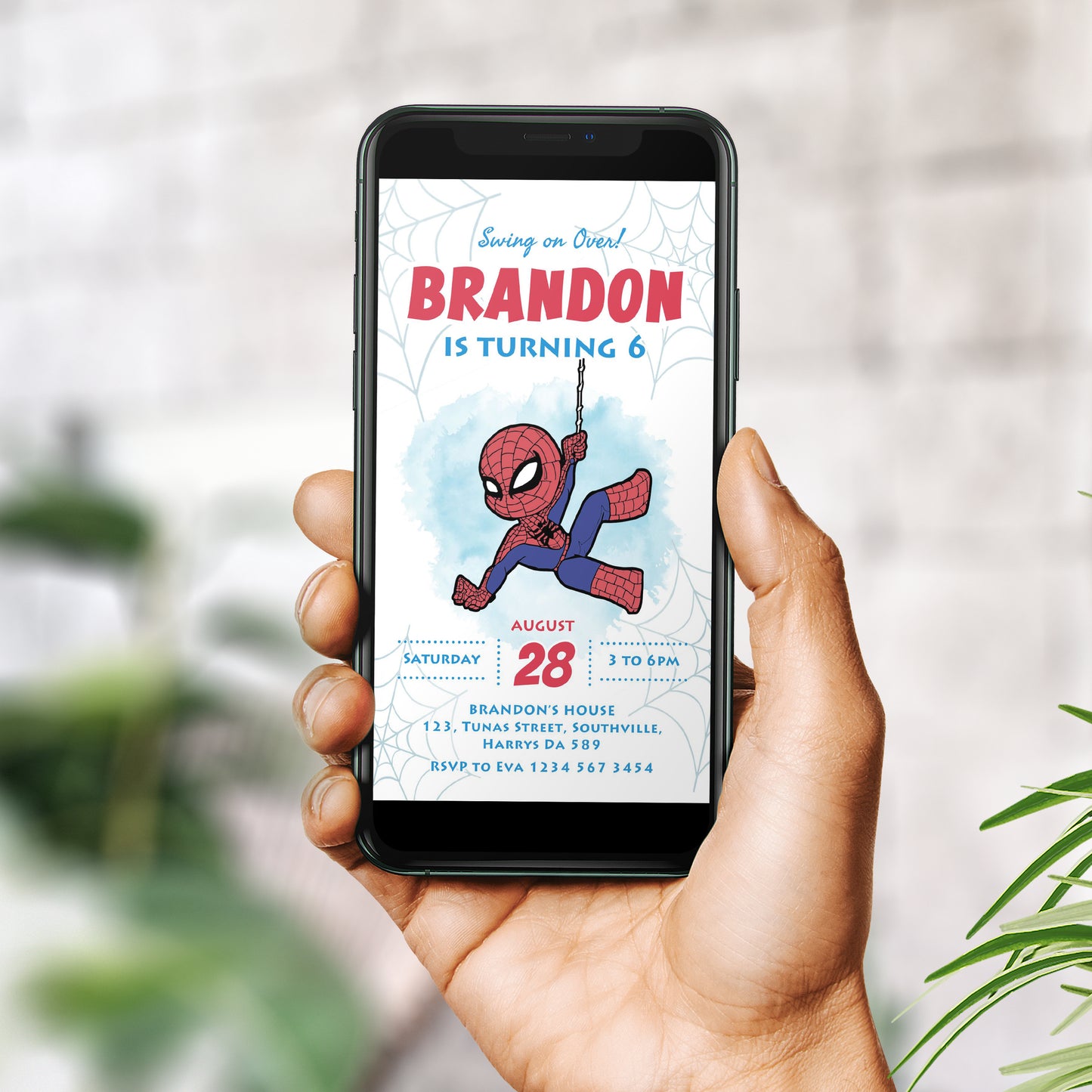 Spiderman Birthday Invitation Template, Boy Birthday, Evite, Digital Invite, 0096
