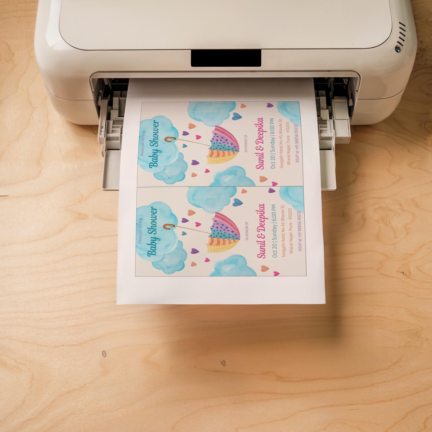 Umbrella Baby Shower Invitation Template, Printable Invitation, Gender reveal, Evite, Digital Invite, – BS043
