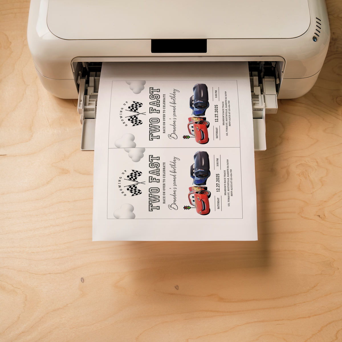 Cars Fast One Birthday Invitation Template, Printable Invitation, Boy Birthday, Evite, Digital Invite 0736