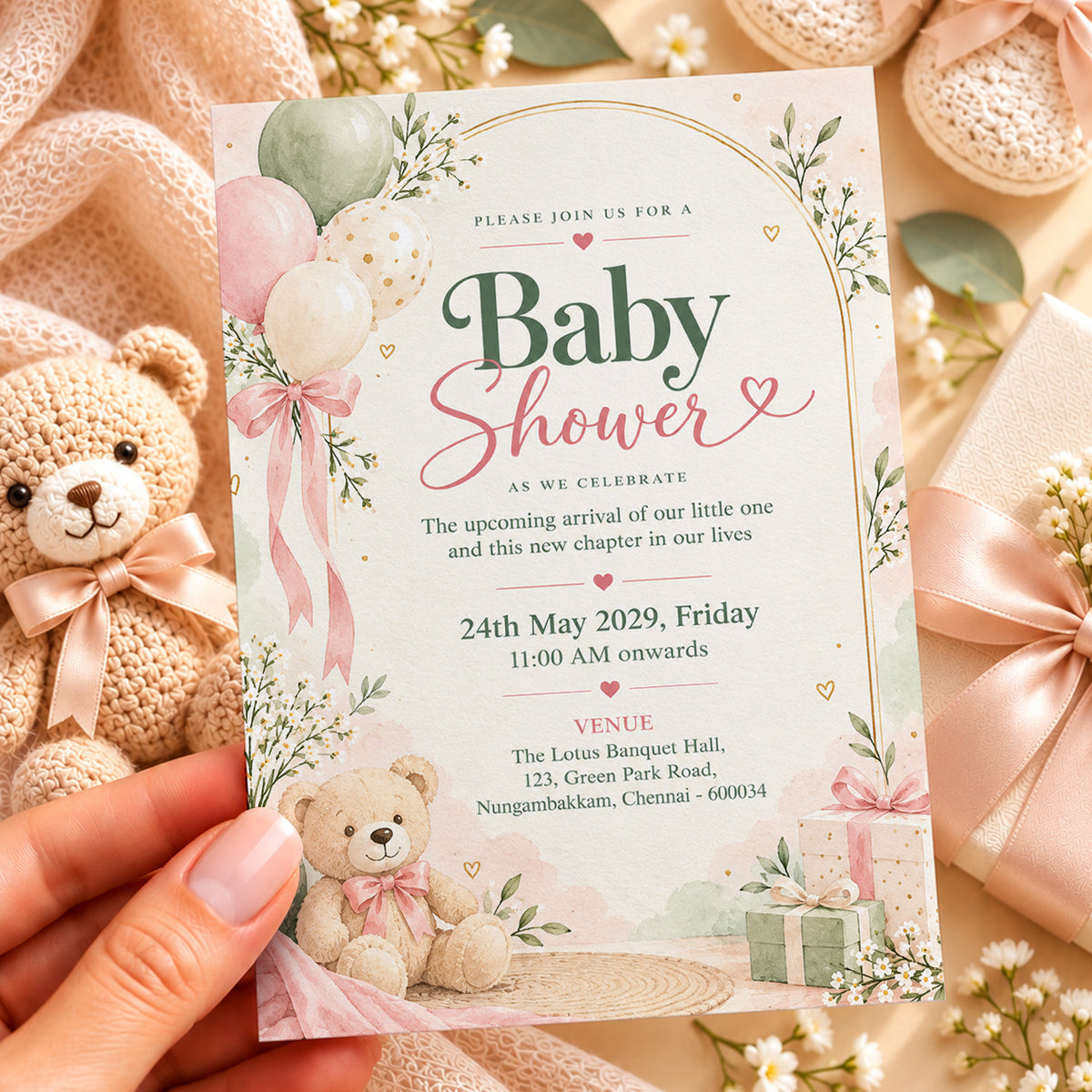Elegant Pastel Baby Shower Invitation | Digital & Printed