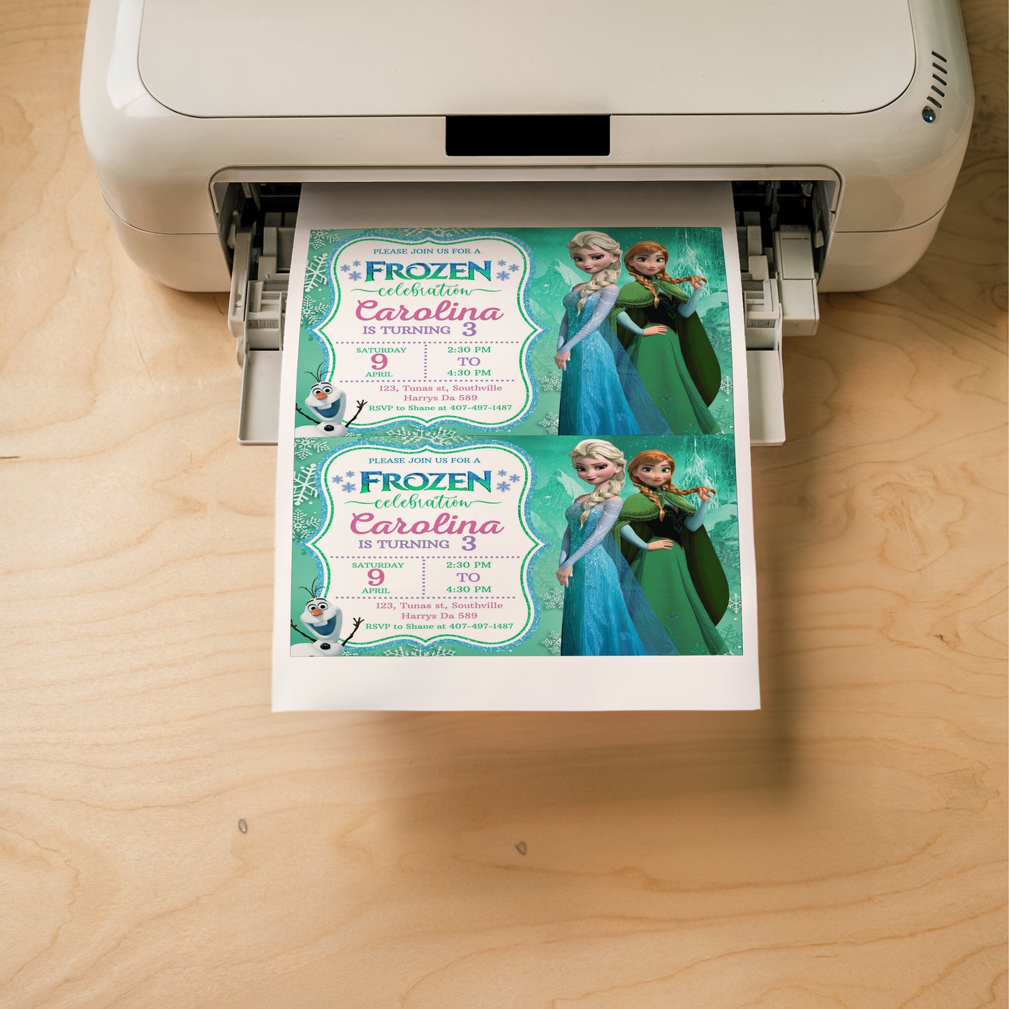 Frozen Green Birthday Invitation Template, Printable Invitation, Girl Birthday, Evite, Digital Invite, 0662