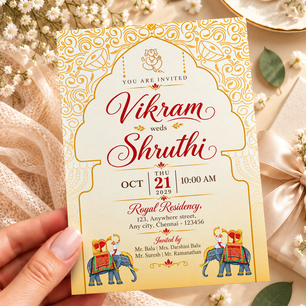 Glorious Traditional Wedding Invitation | Digital & Printed