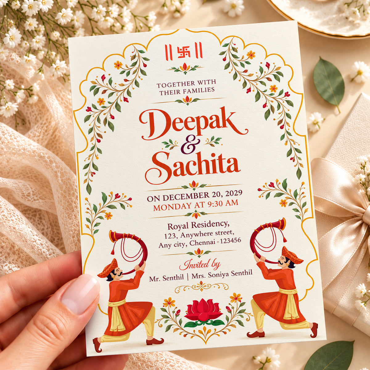 Grand Traditional Wedding Invitation | Digital & Printed