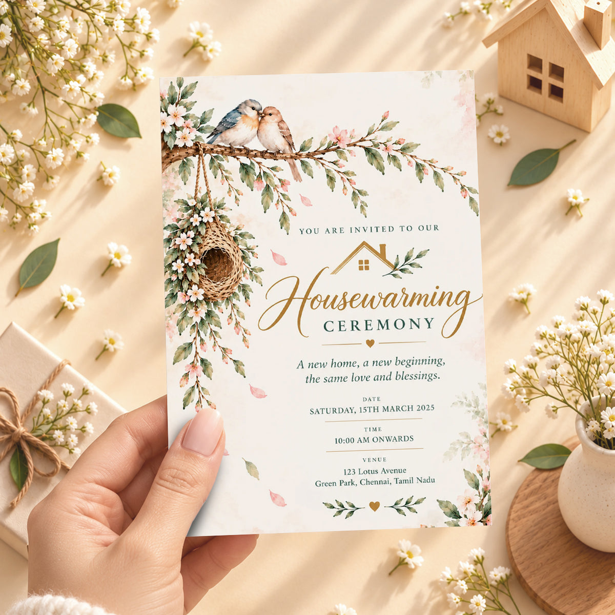 Love Birds Housewarming Invitation | Digital & Printed