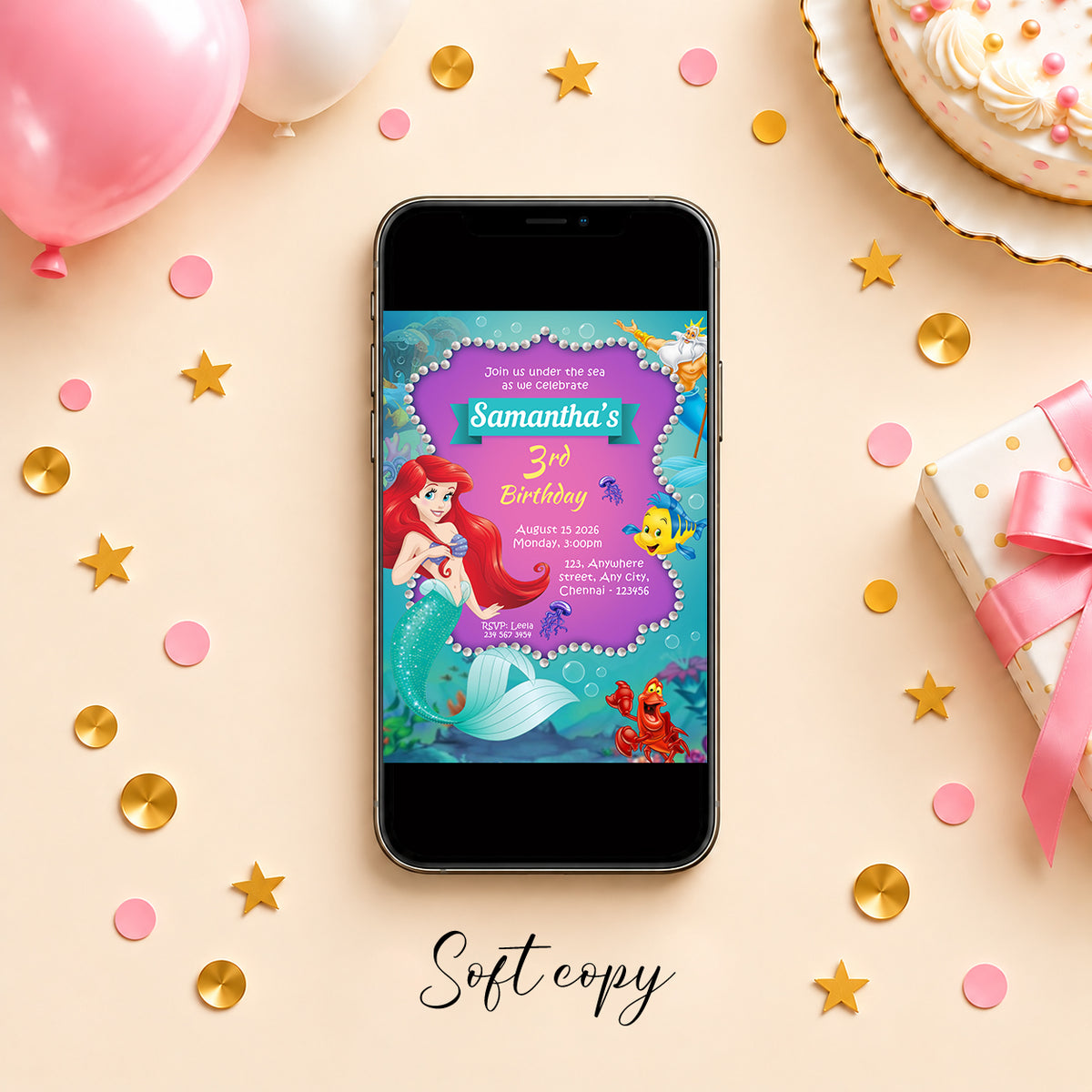 Mermaid Birthday Invitation | Digital & Printed