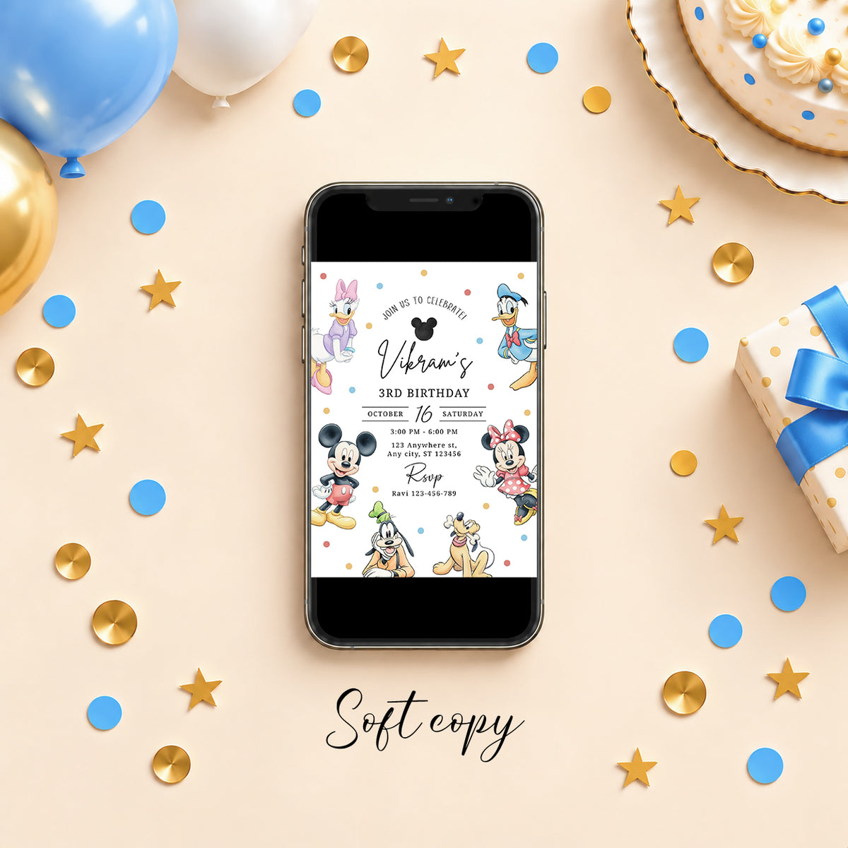 Mickey Mouse and Friends Birthday Invitation | Digital & Printed