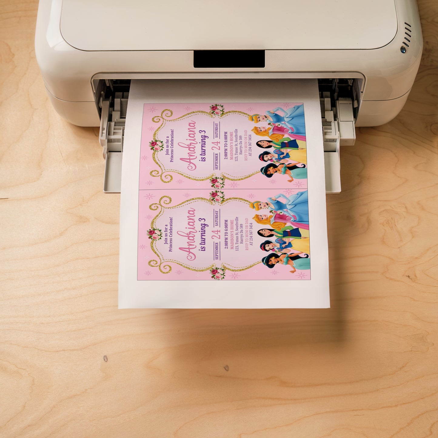 Princess Birthday Invitation Template, Printable Invitation, Girl Birthday, Evite, Digital Invite, - 0020