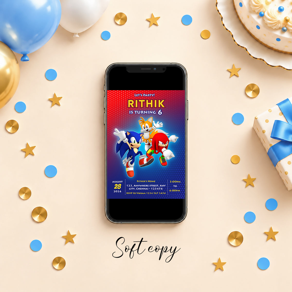 Sonic the Hedgehog Birthday Invitation – | Digital & Printed