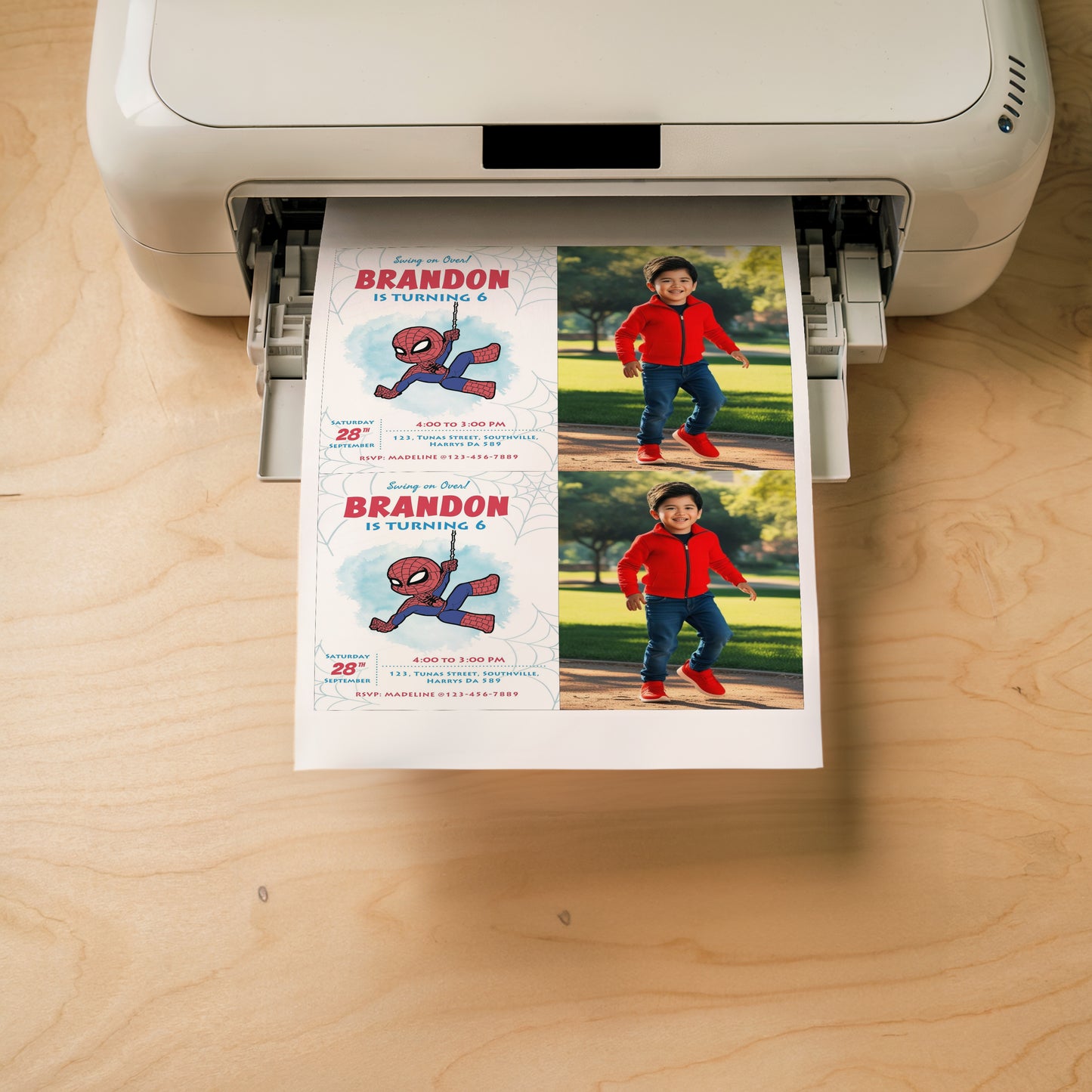 Spiderman Photo Birthday Invitation Template, Printable Photo Invitation, Boy Birthday, Evite, Digital Invite 0096