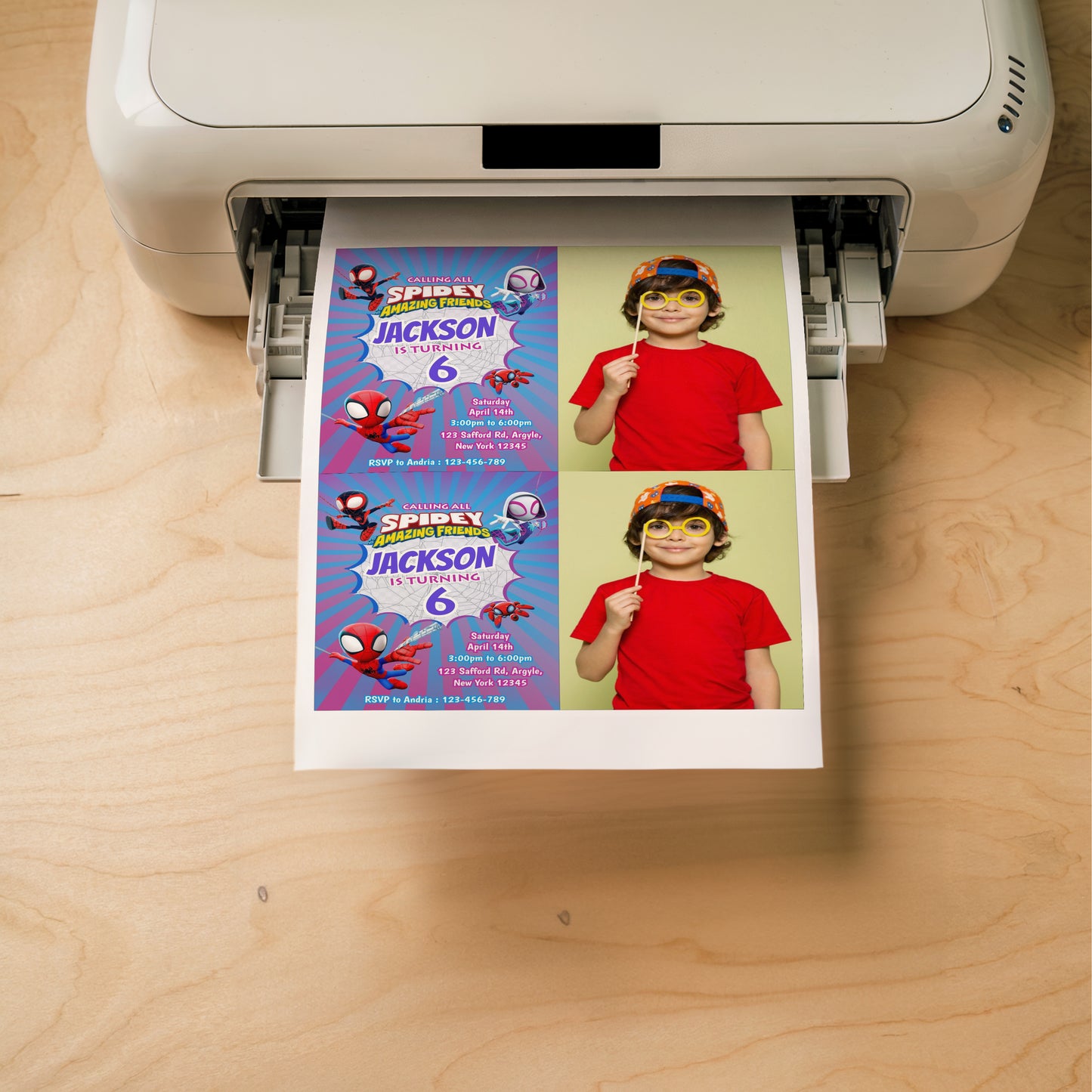 Spidey Photo Birthday Invitation Template, Printable Photo Invitation, Boy Birthday, Evite, Digital Invite,0026