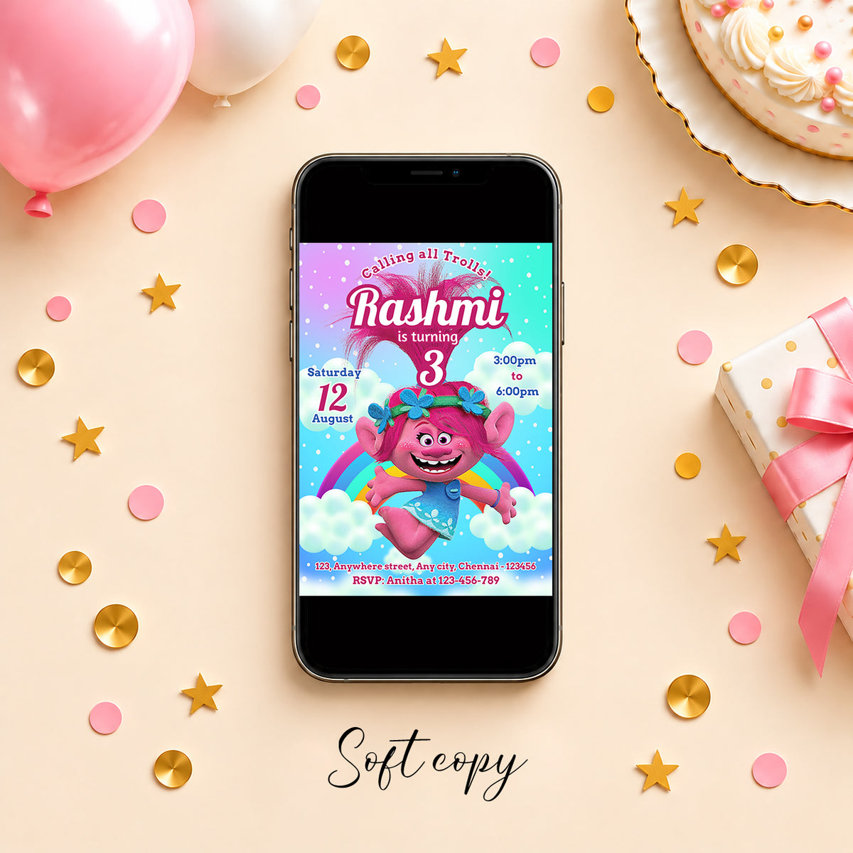 Trolls Birthday Invitation | Digital & Printed