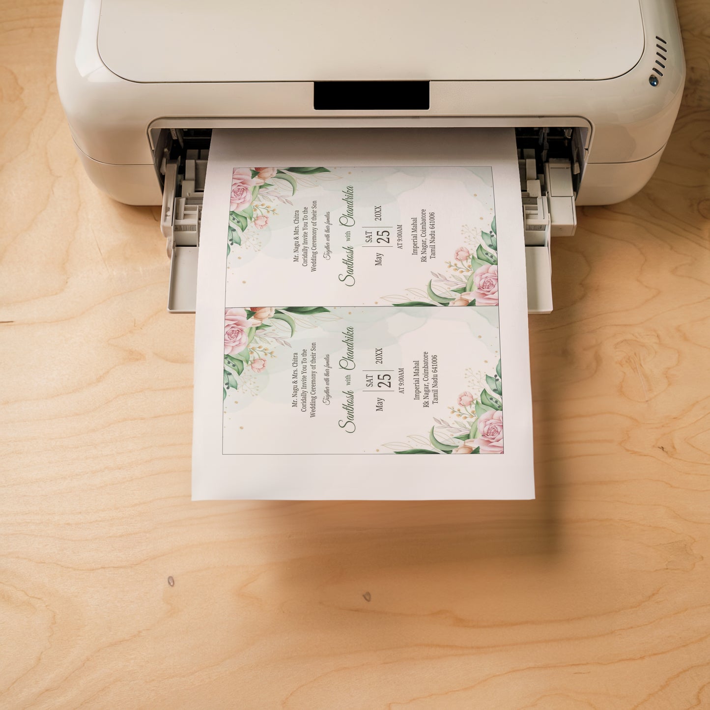 Watercolour Floral Wedding Invitation Template, Printable Invitation, Evite, Green, Digital Wedding Invite, – W002