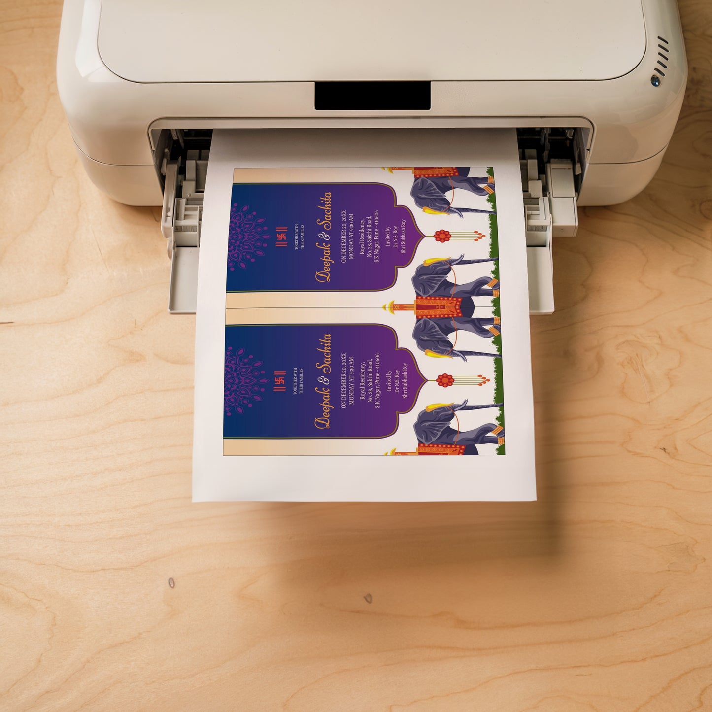 Traditional Violet Wedding Invitation Template, Printable Invitation, Evite, Digital Wedding Invite, – W055