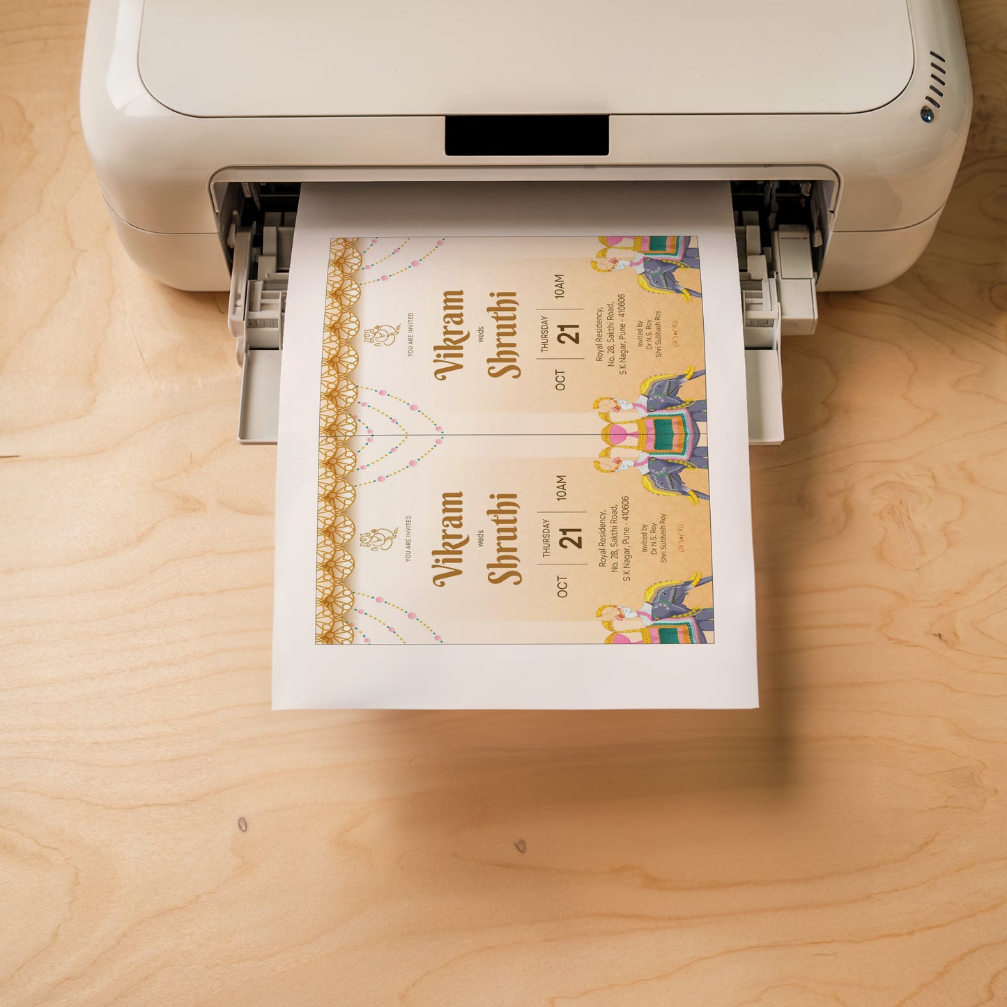 Traditional Wedding Invitation Template, Printable Invitation, Evite, Yellow, Brown, Digital Wedding Invite ,– W116