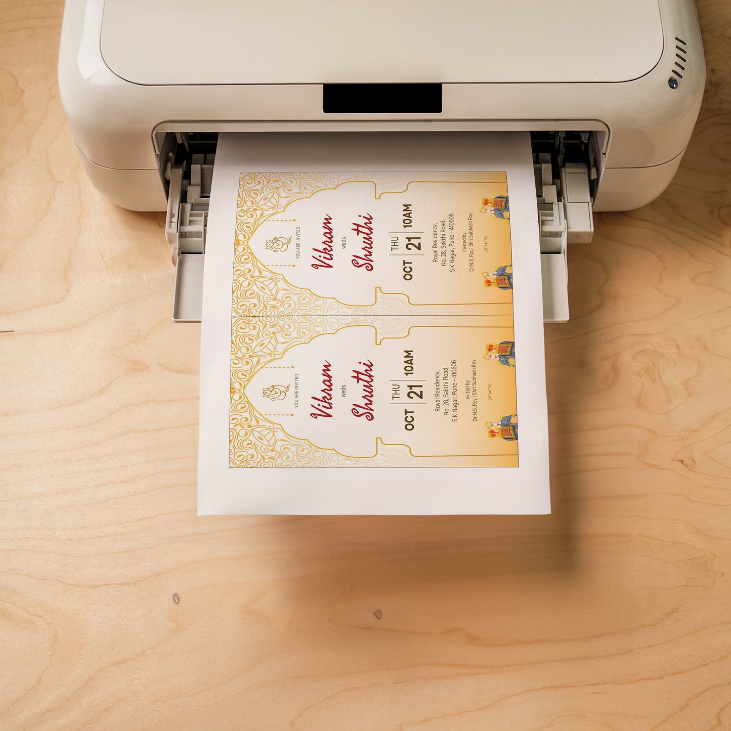 Indian Traditional Wedding Invitation Template, Printable Invitation, Yellow, White, Evite, Digital Wedding Invite, – W119