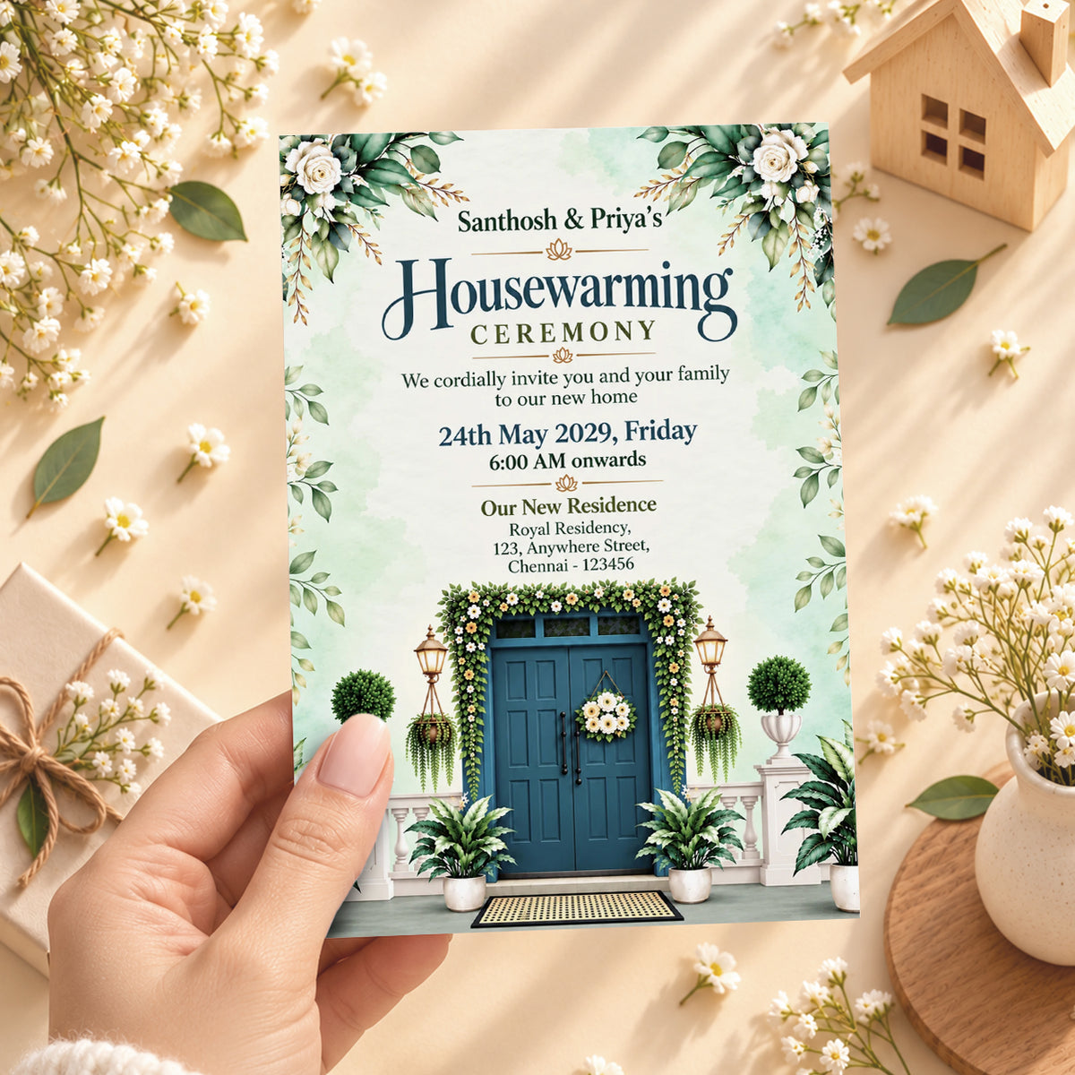 Watercolor Botanical Housewarming Invitation | Digital & Printed