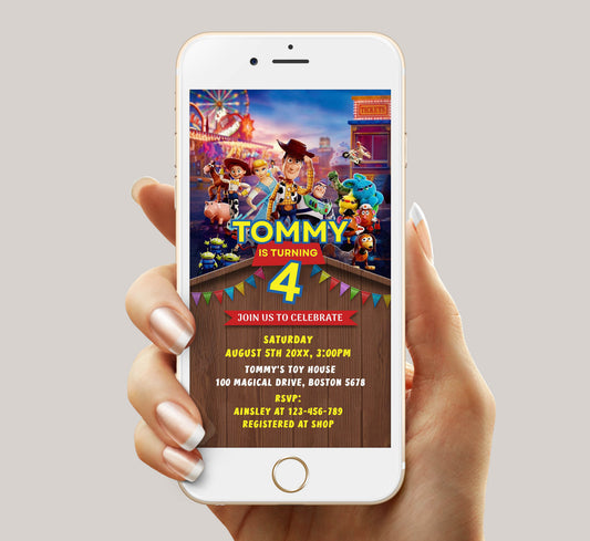 Toy Story Birthday Invitation Template, Boy Birthday, Evite, Digital Invite,  0011