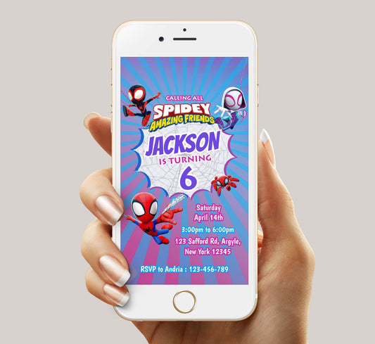 Spidey Birthday Invitation Template, Boy Birthday, Evite, Digital Invite, 0026