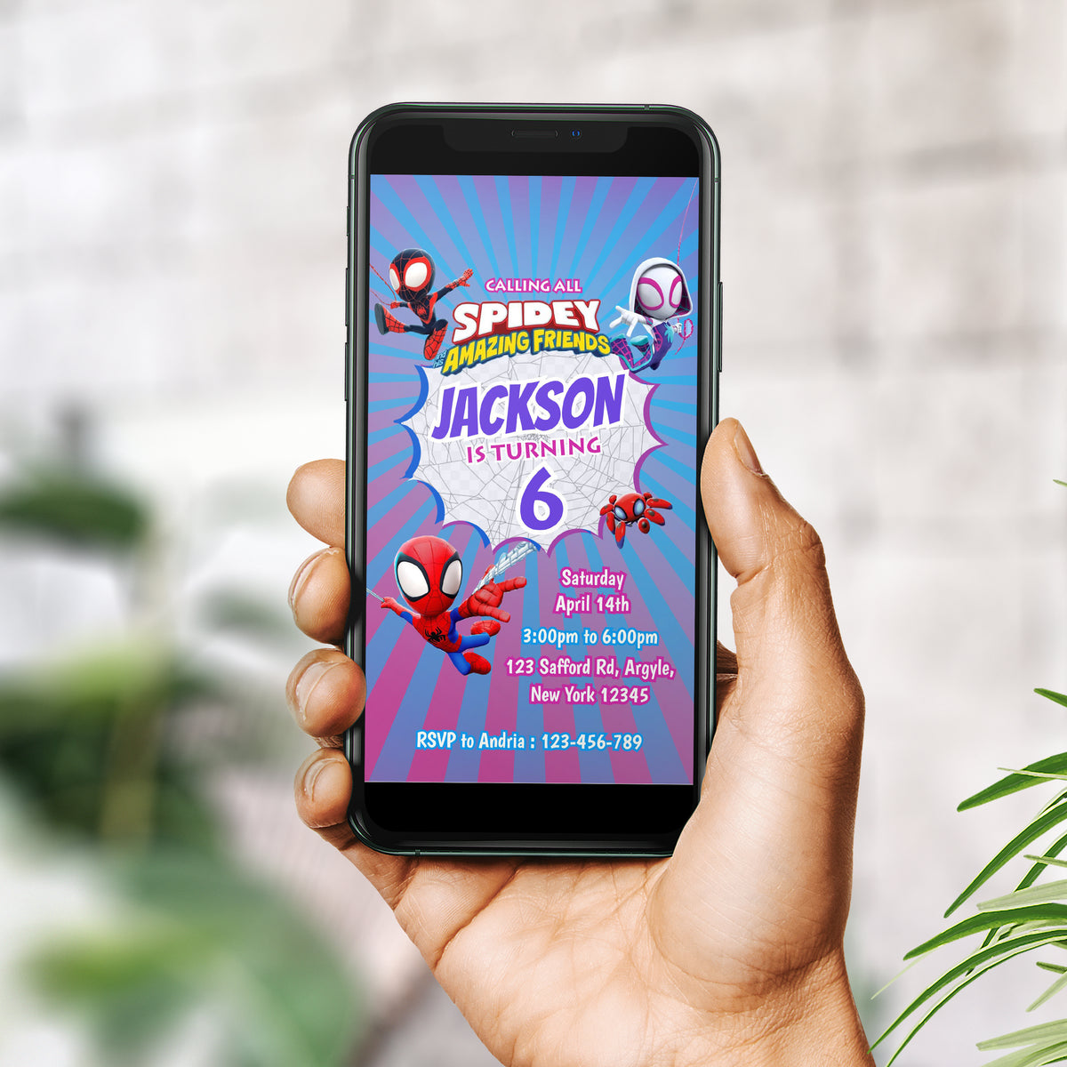 Spidey Birthday Invitation Template, Boy Birthday, Evite, Digital Invite, 0026