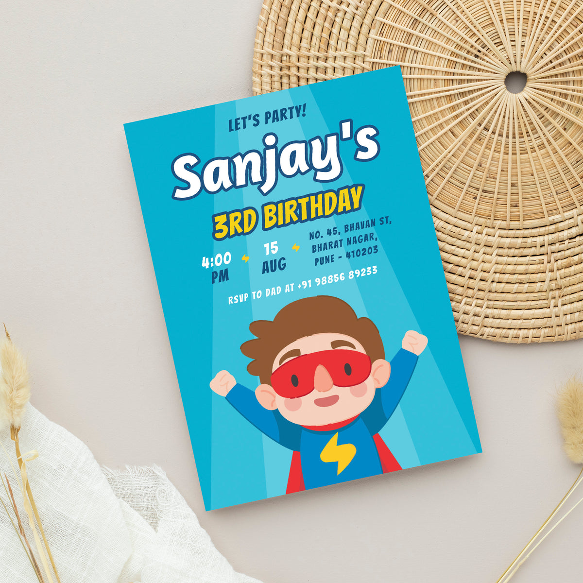 Superhero Birthday Invitation Template, Printable Invitation, Boy Birthday, Evite, Digital Invite, B116