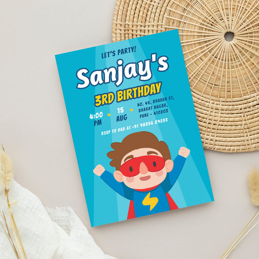 Superhero Birthday Invitation Template, Printable Invitation, Boy Birthday, Evite, Digital Invite, B116