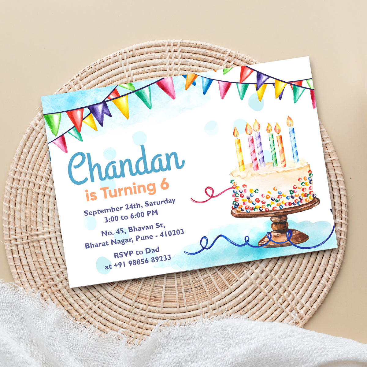 Cake Birthday Invitation Template, Printable Invitation,Boy Birthday, Evite, Digital Invite,  B056