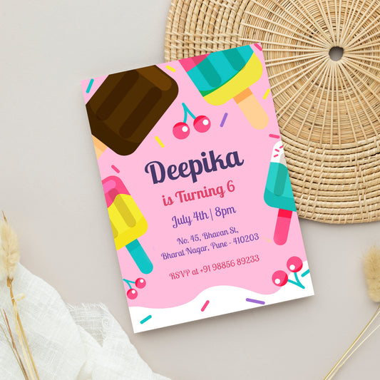 Ice Pop Birthday Invitation Template, Printable Invitation, Girl Birthday, Evite, Digital Invite,  - B050