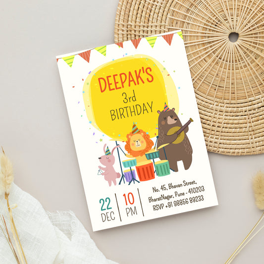 Wild Animals Birthday Invitation Template, Printable Invitation, Boy Birthday, Evite, Digital Invite, B113