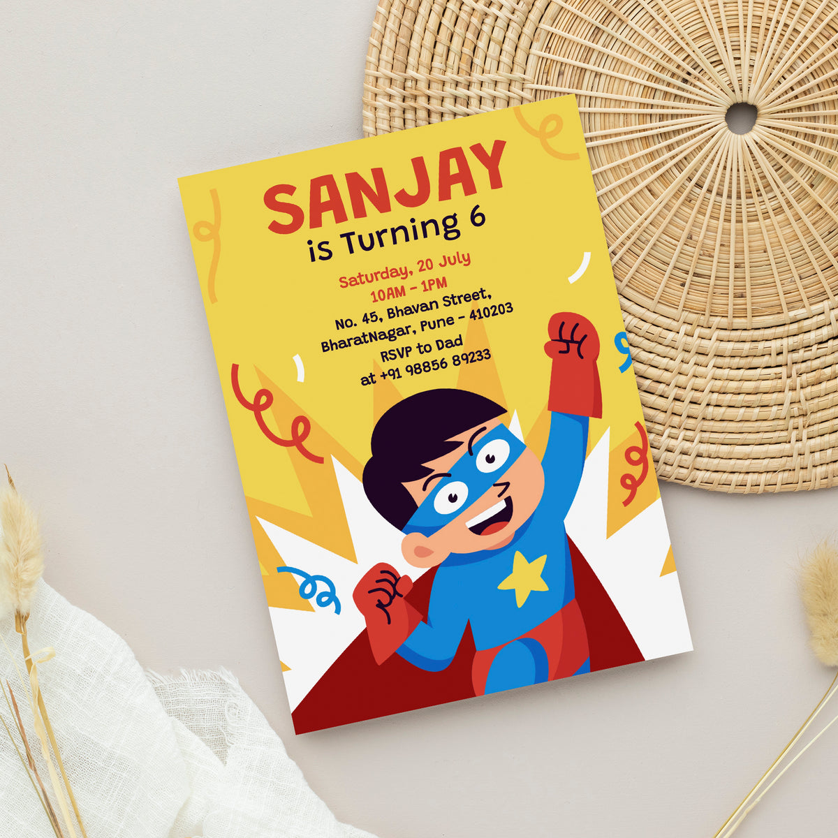 Super Birthday Invitation Template, Printable Invitation, Boy Birthday, Evite, Digital Invite,  - B112