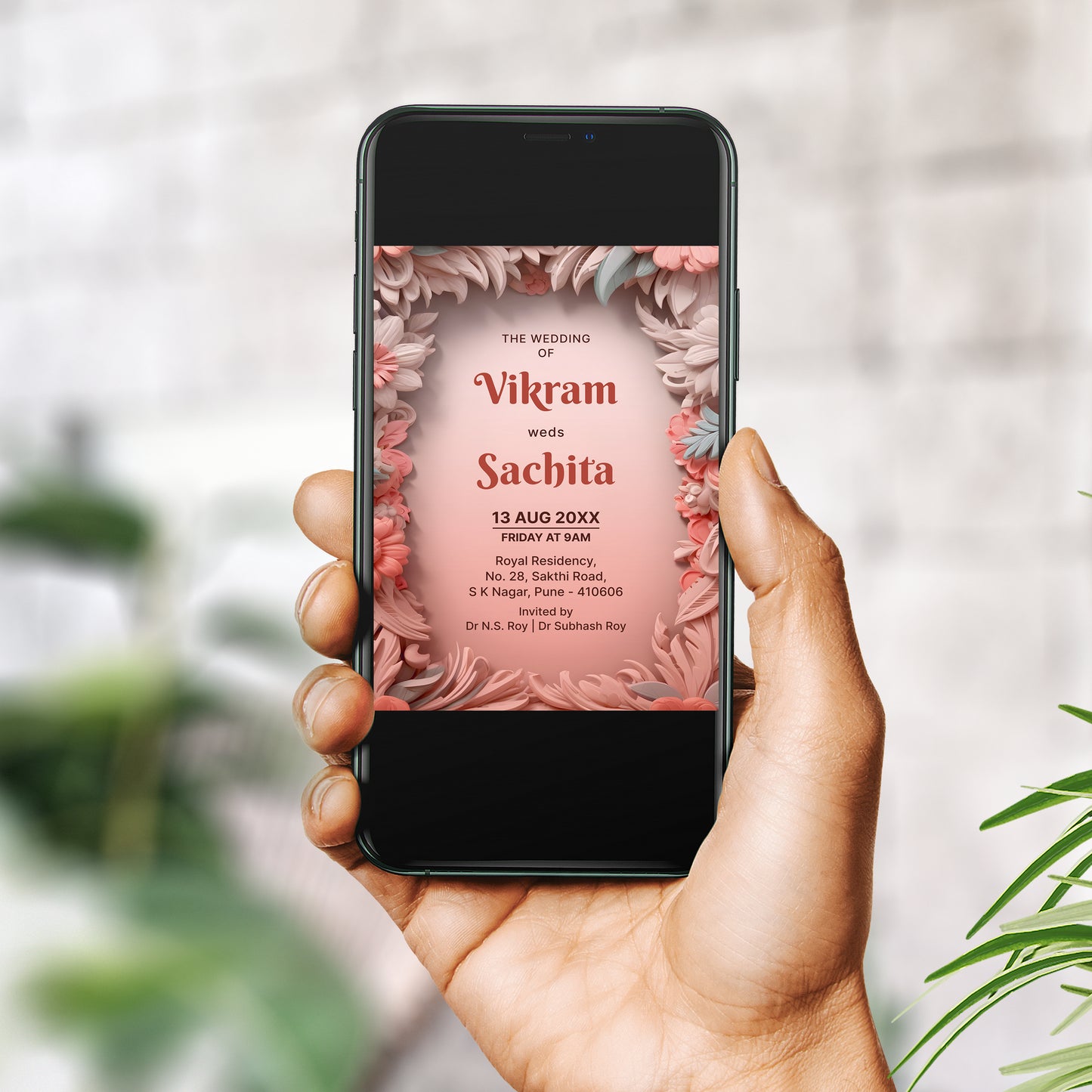 Blush Pink Palette Wedding Invitation Template, Printable Invitation, Evite, Digital Wedding Invite, – W134