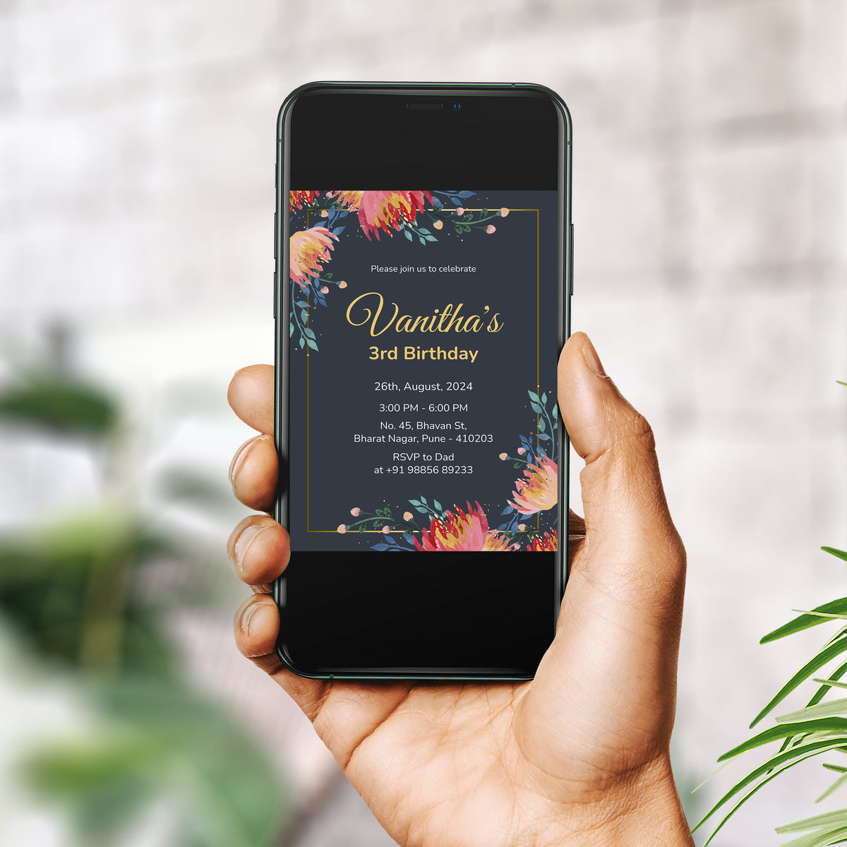 Flower Party Birthday Invitation Template, Printable Invitation, Girl Birthday, Evite, Digital Invite,  - FP0071