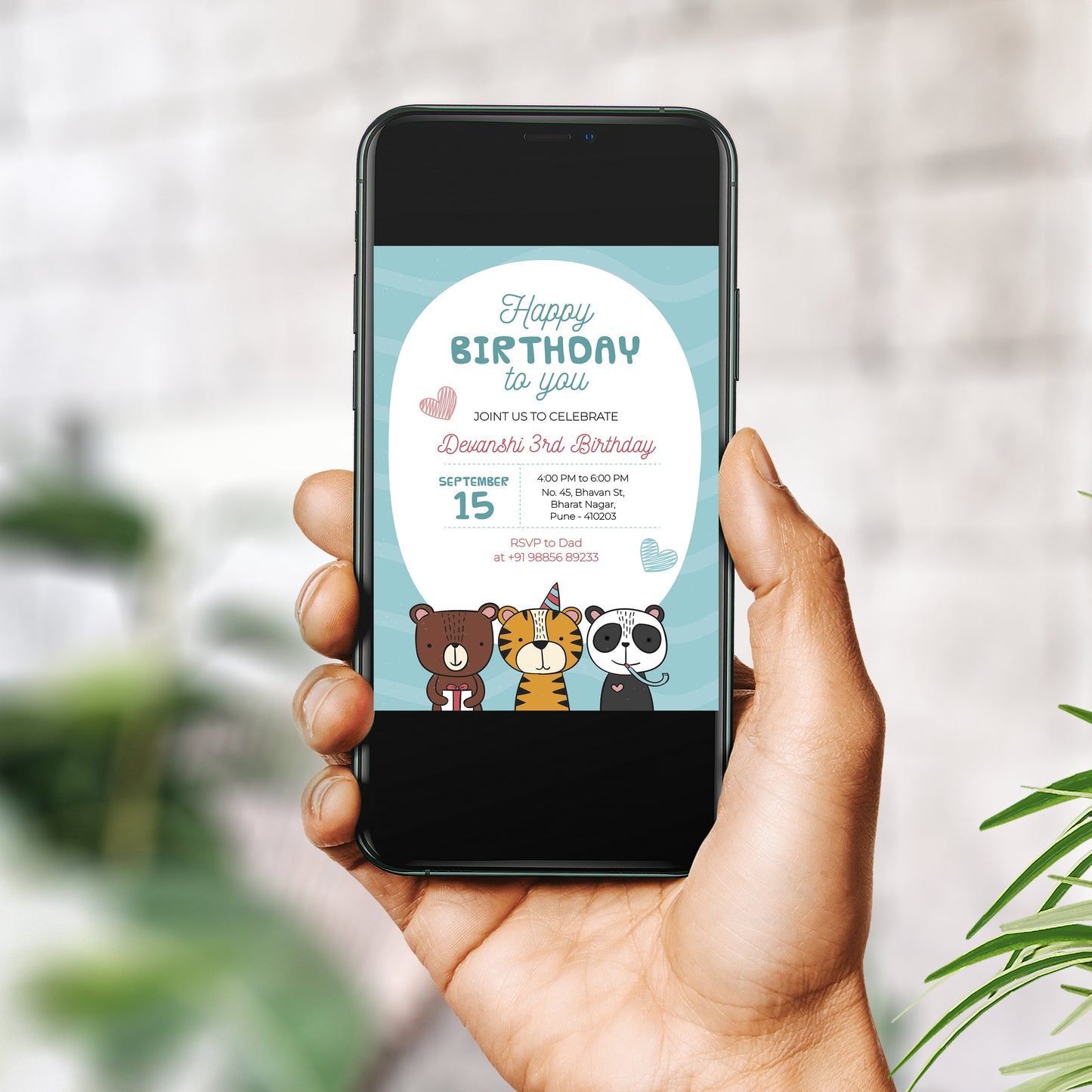 Panda Cub Birthday Invitation Template, Printable Invitation, Girl Birthday, Evite, Digital Invite, - B052