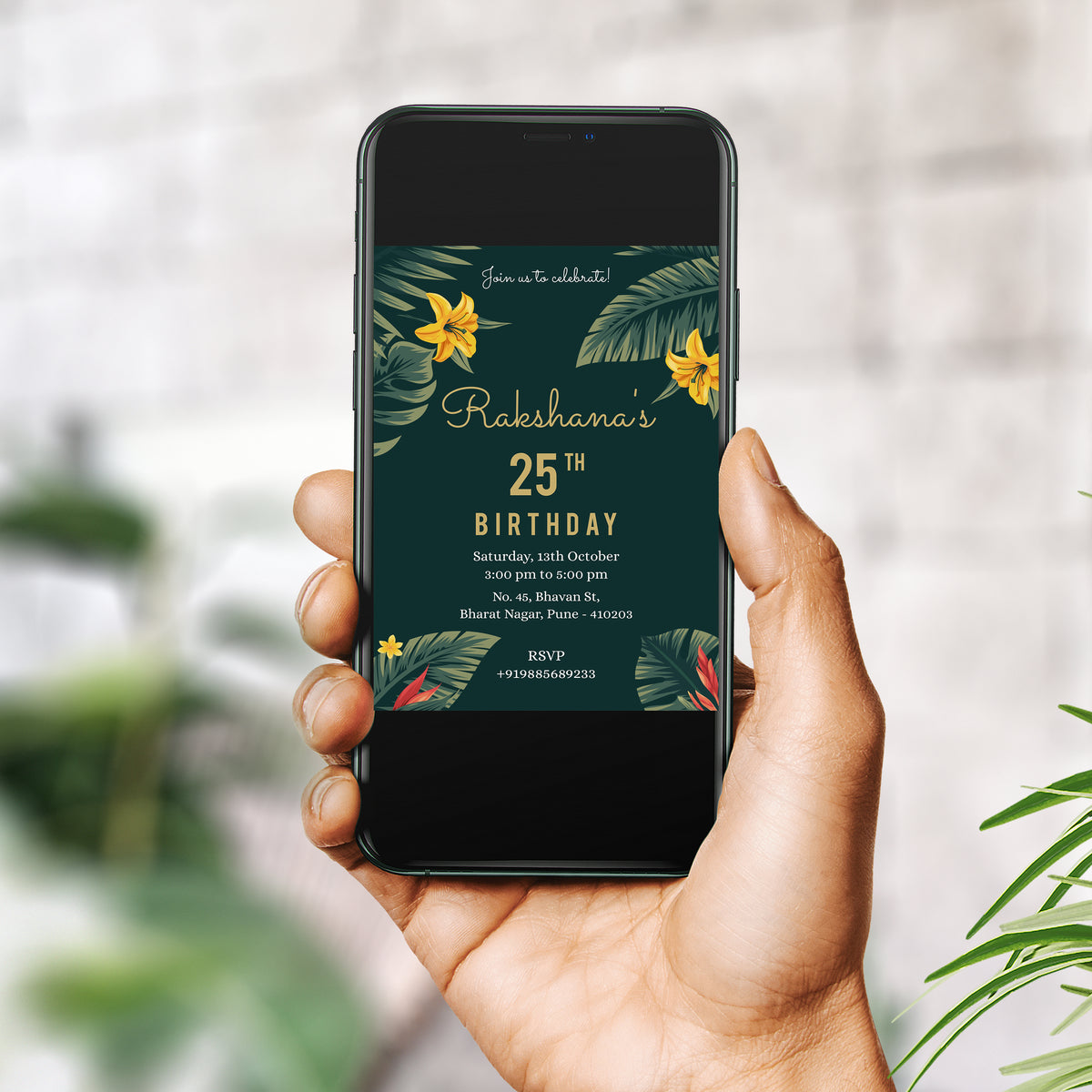 Daylilly Flower Birthday Invitation Template, Printable Invitation, Girl Birthday, Evite, Digital Invite, - B006