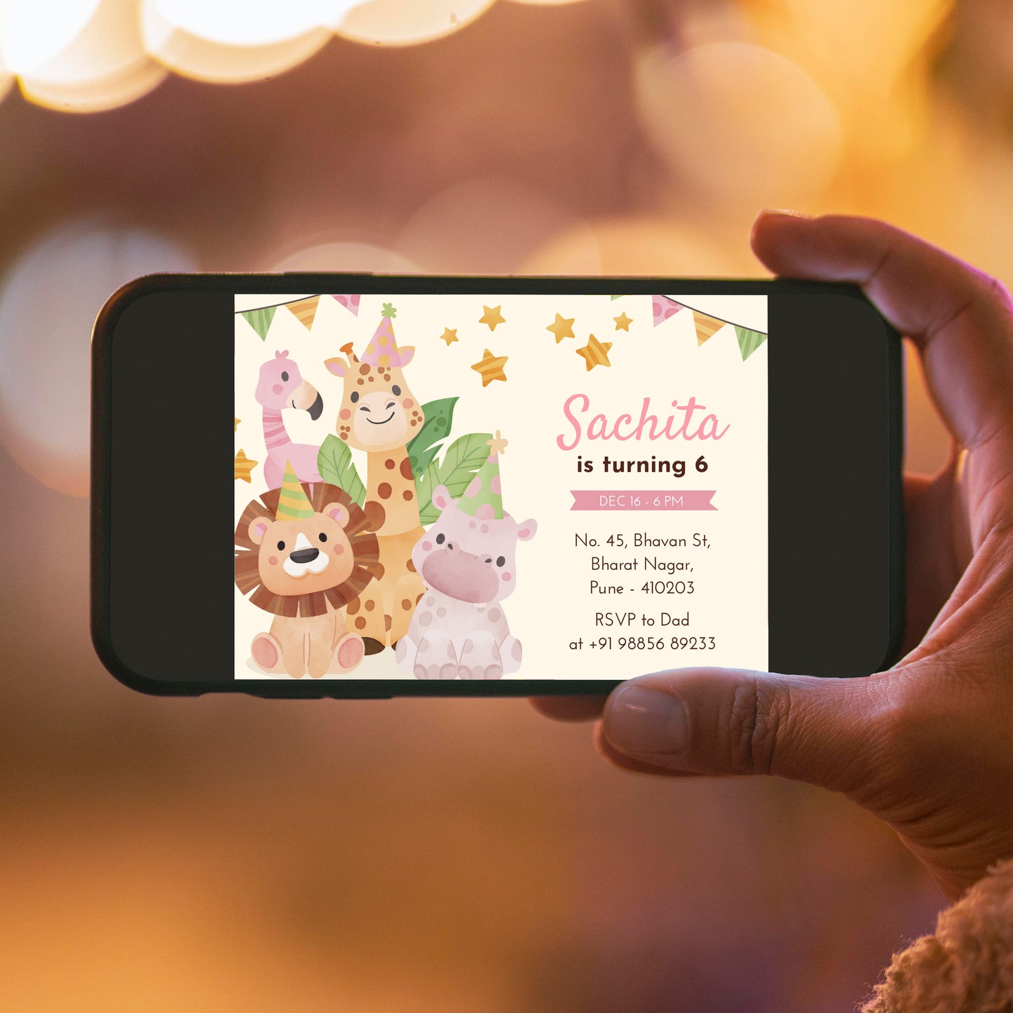 Animals Party Birthday Invitation Template, Printable Invitation, Girl Birthday, Evite, Digital Invite,  - FP0192 (Copy)