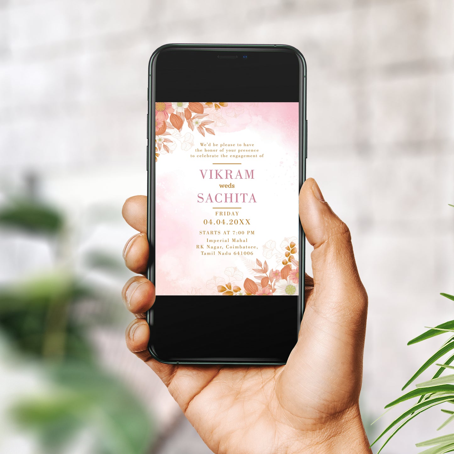 Watercolour Pink Palette Wedding Invitation Template, Printable Invitation, Evite, Digital Wedding Invite, Edit yourself, Corjl – WI0007