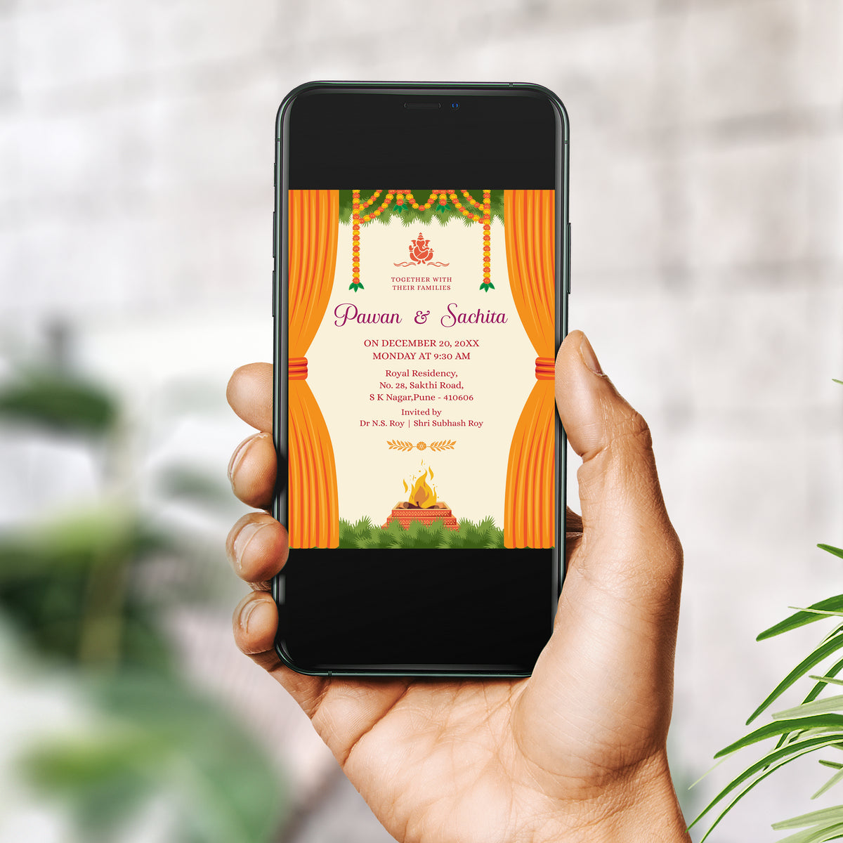 Tradtional Yellow Wedding Invitation Template, Printable Invitation, Evite, Digital Wedding Invite, Edit yourself, Corjl – WI0058