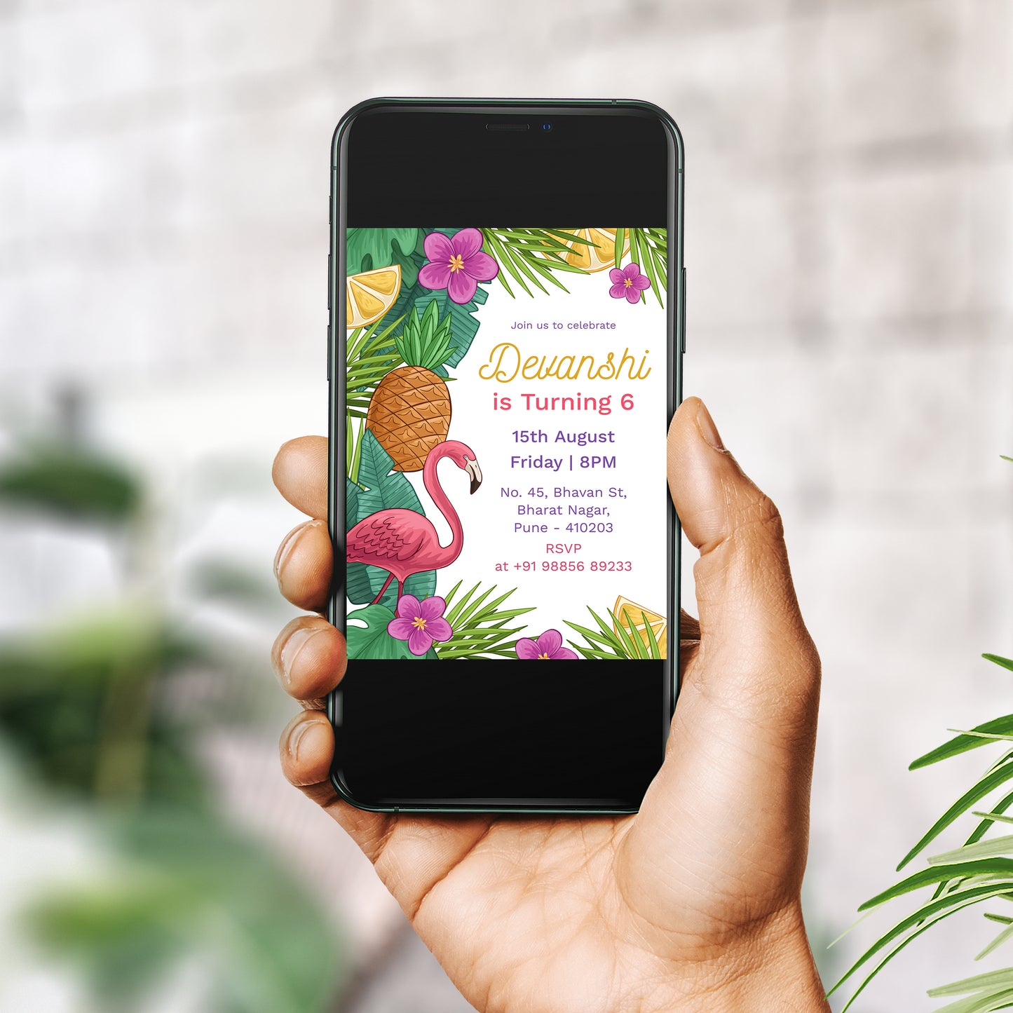 Summer Party Birthday Invitation Template, Printable Invitation, Girl Birthday, Evite, Digital Invite,  - B043