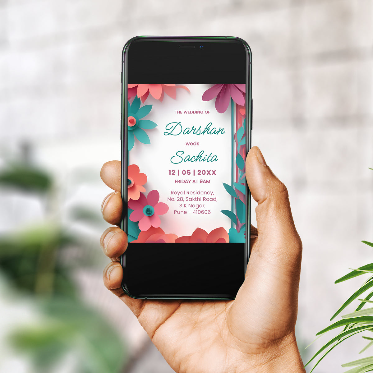 Daisy Floral Wedding Invitation Template, Printable Invitation, Evite, Digital Wedding Invite, – W154
