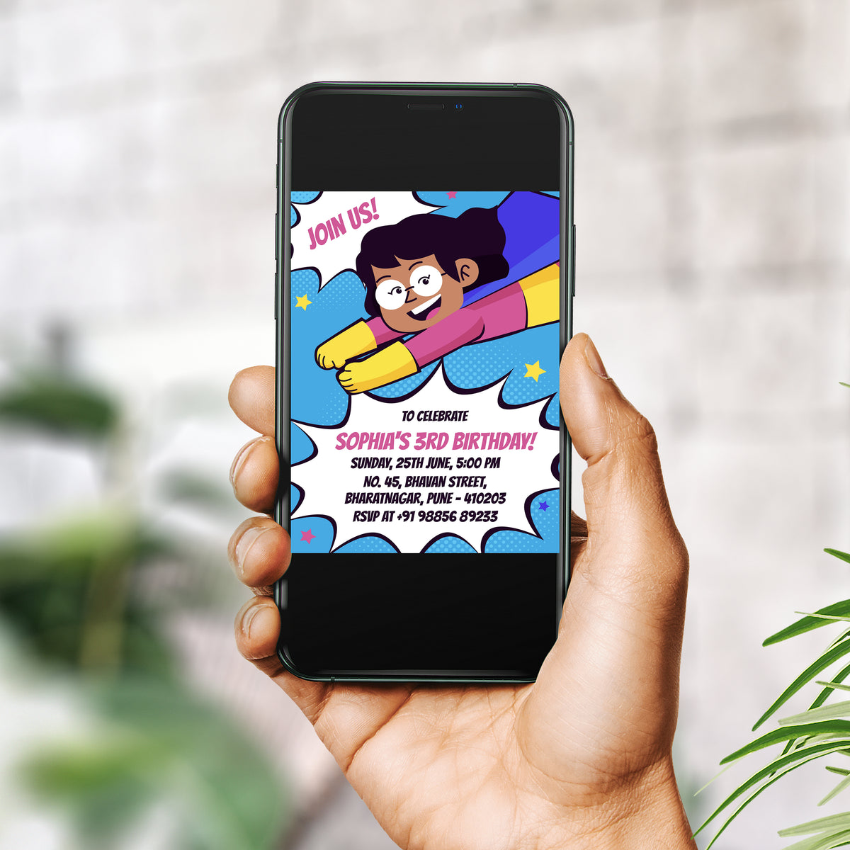 Super girl Birthday Invitation Template, Printable Invitation, Girl Birthday, Evite, Digital Invite, B119