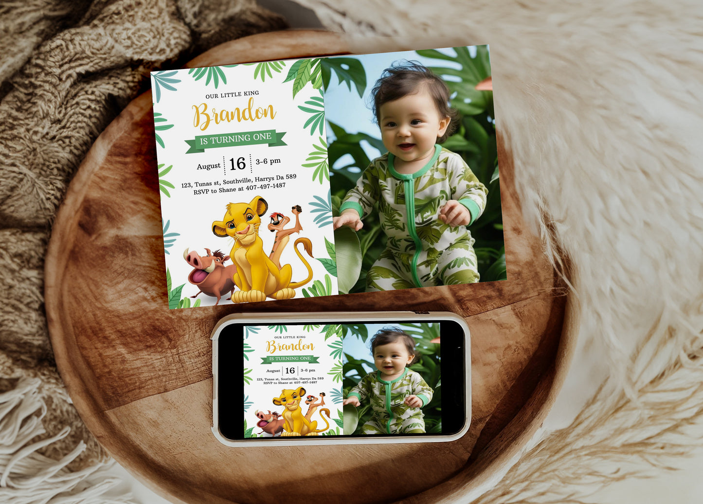 Lion King Invitation Lion King Birthday Invitation Lion King Party Invites Lion King Editable Invitation Lion King Digital Card, Canva, 0330