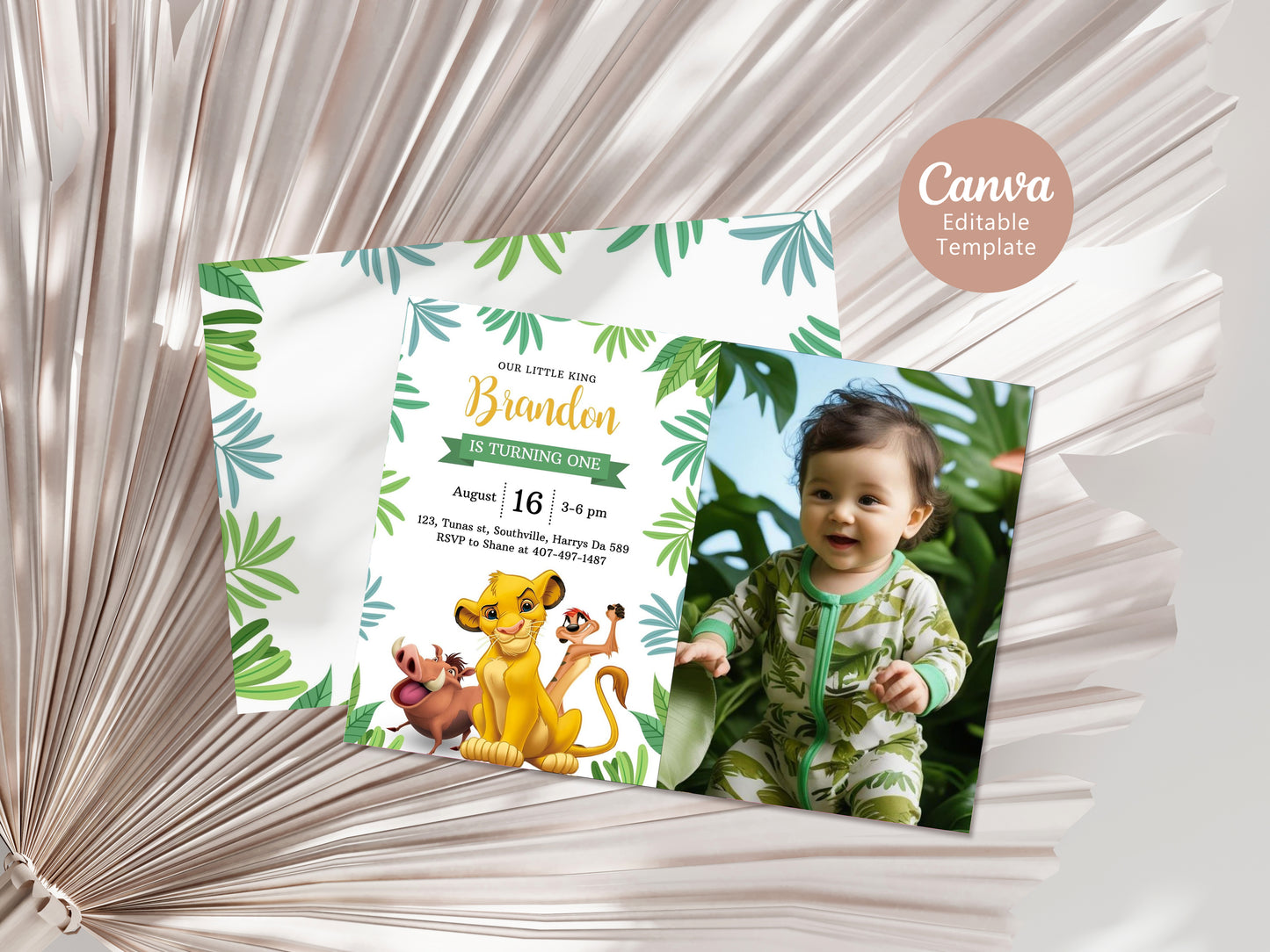 Lion King Invitation Lion King Birthday Invitation Lion King Party Invites Lion King Editable Invitation Lion King Digital Card, Canva, 0330