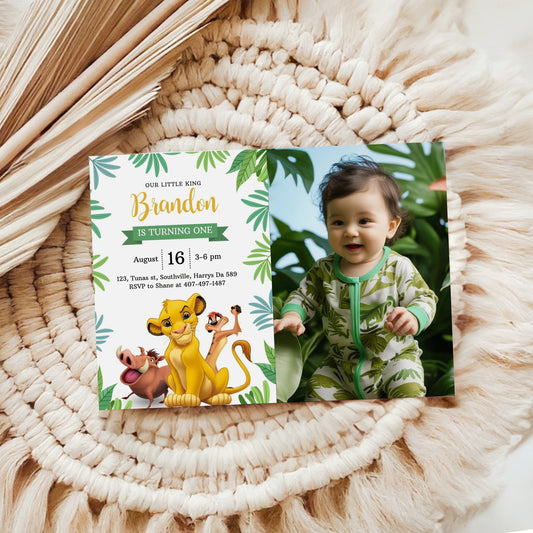 Lion King Invitation Lion King Birthday Invitation Lion King Party Invites Lion King Editable Invitation Lion King Digital Card, Canva, 0330